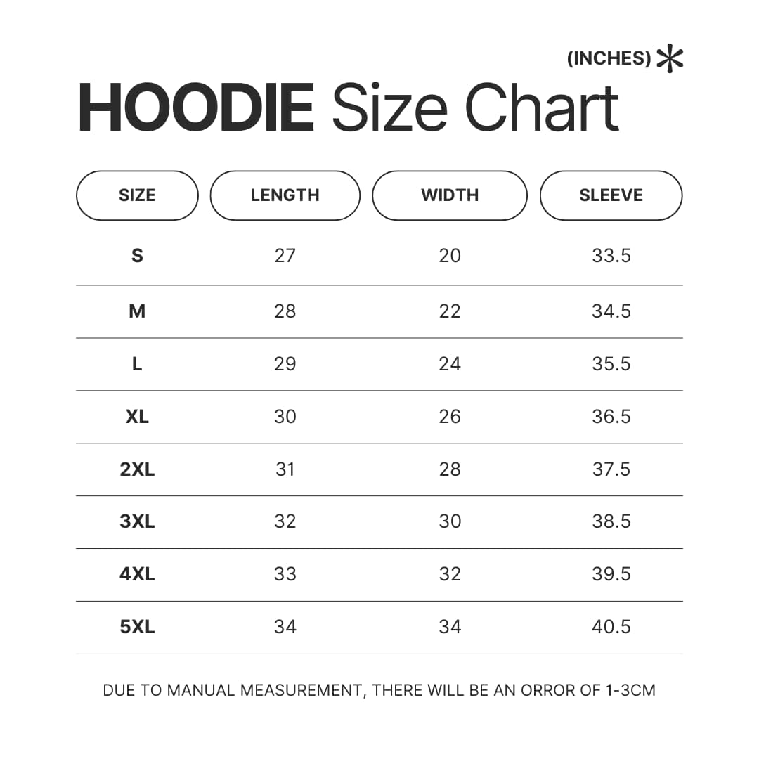 Hoodie Size Chart - Throne of Glass Store