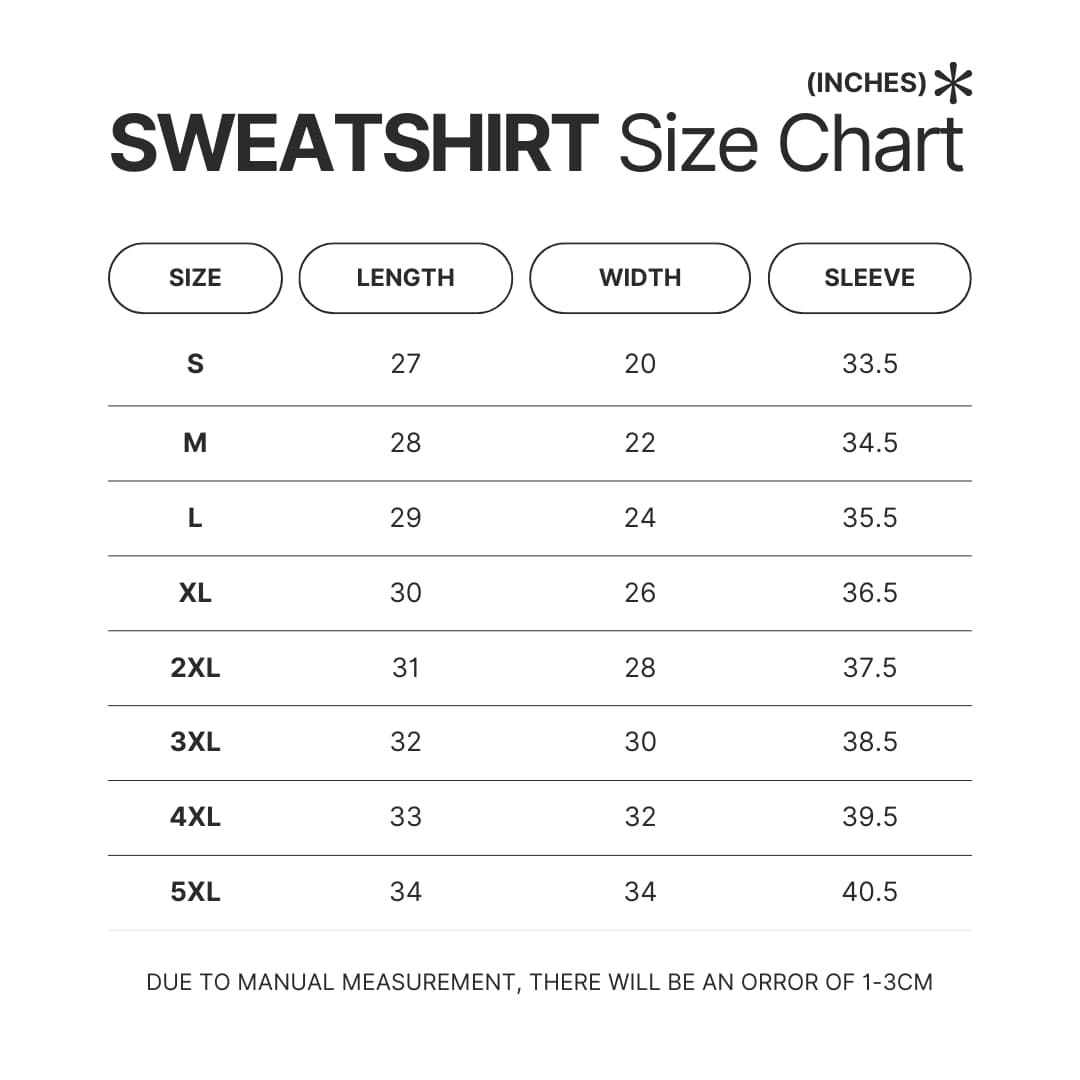 Sweatshirt Size Chart - Throne of Glass Store