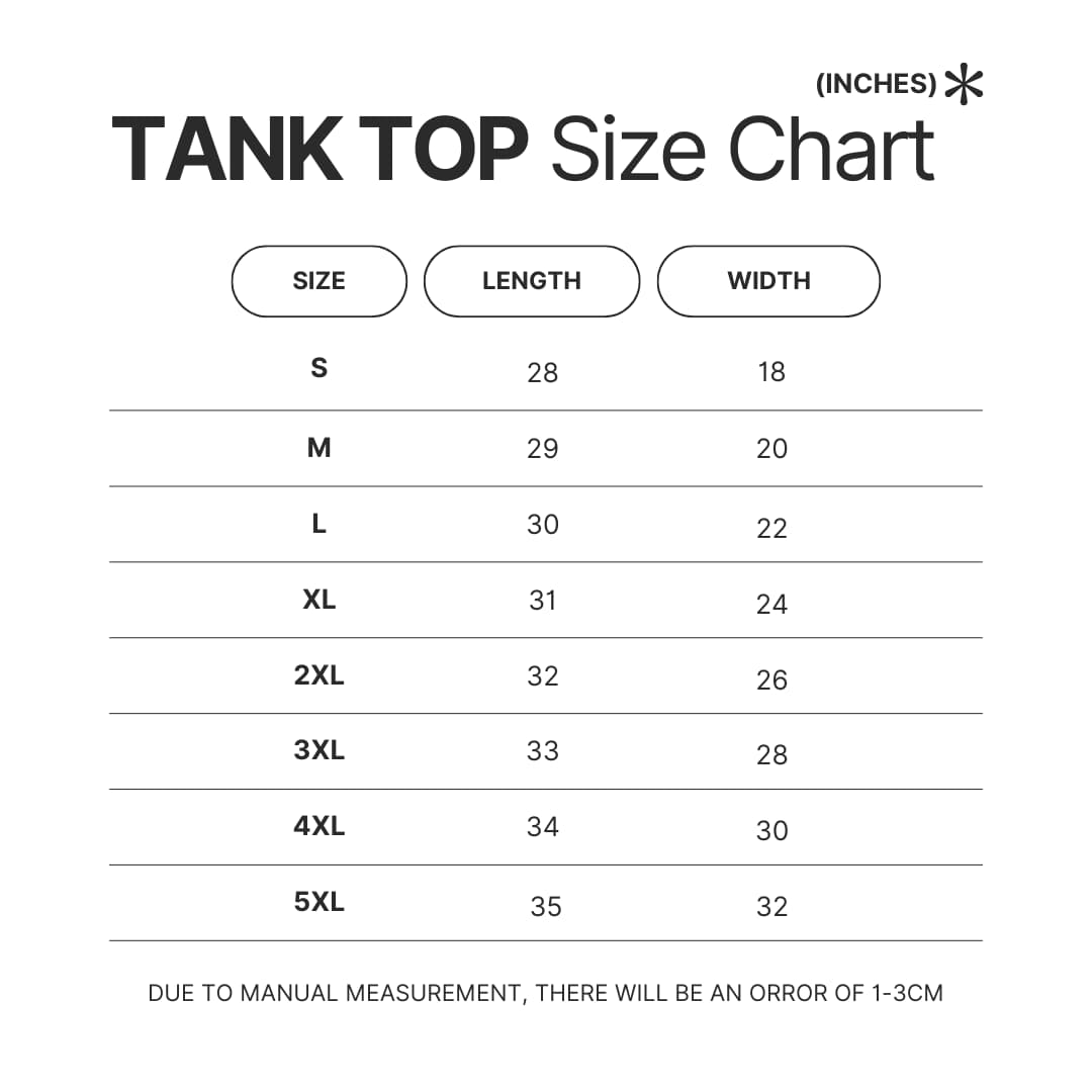 Tank Top Size Chart - Throne of Glass Store