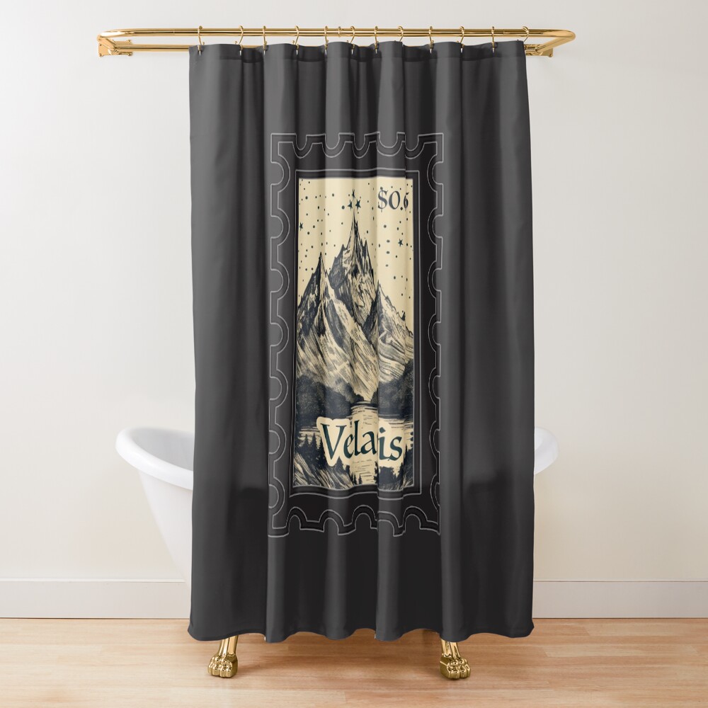 Velaris Stamp Vintage Wood Block Style Shower Curtain