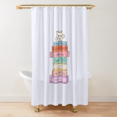 Ya Fantasy Book Stack Shower Curtain