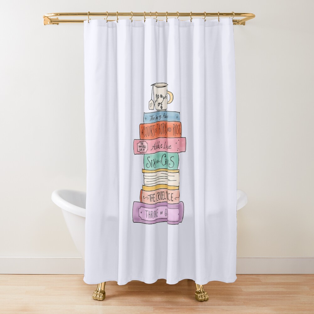 Ya Fantasy Book Stack Shower Curtain