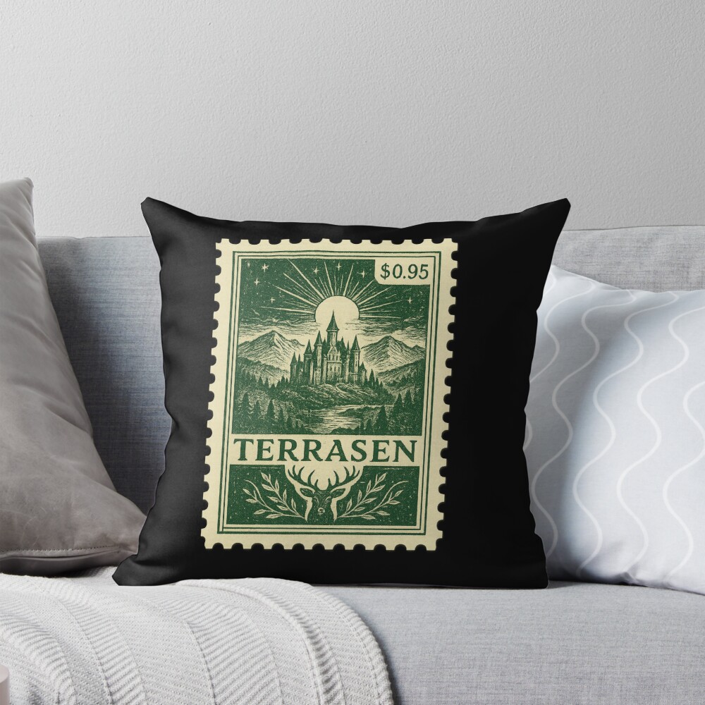 Terrasen Stamp Throw Pillow