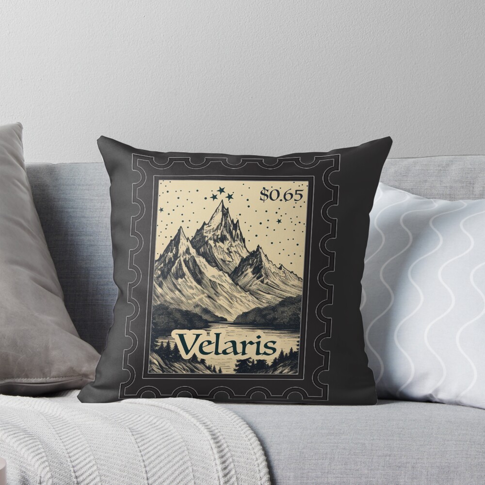 Velaris Stamp Vintage Wood Block Style Throw Pillow